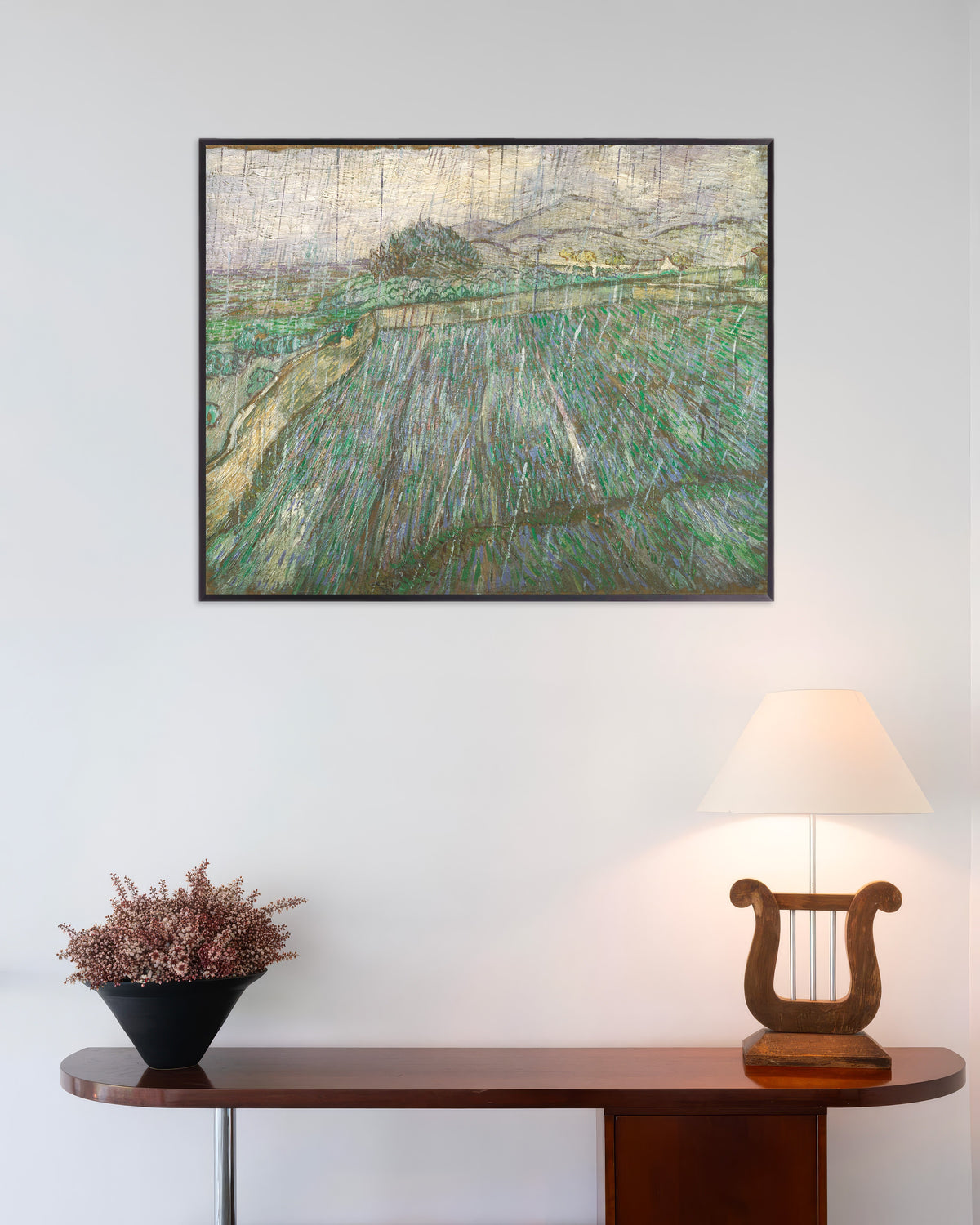 Poster von Regen (1889) von Vincent van Gogh, mit Metallrahmen