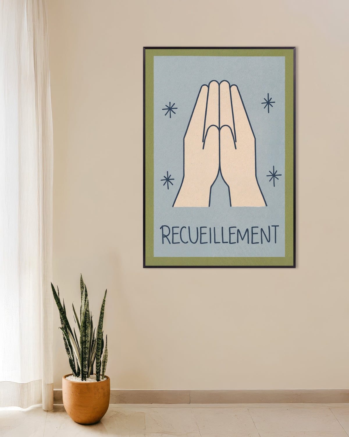 Poster von Besinnung – Minimalistische Linienkunst, mit Metallrahmen