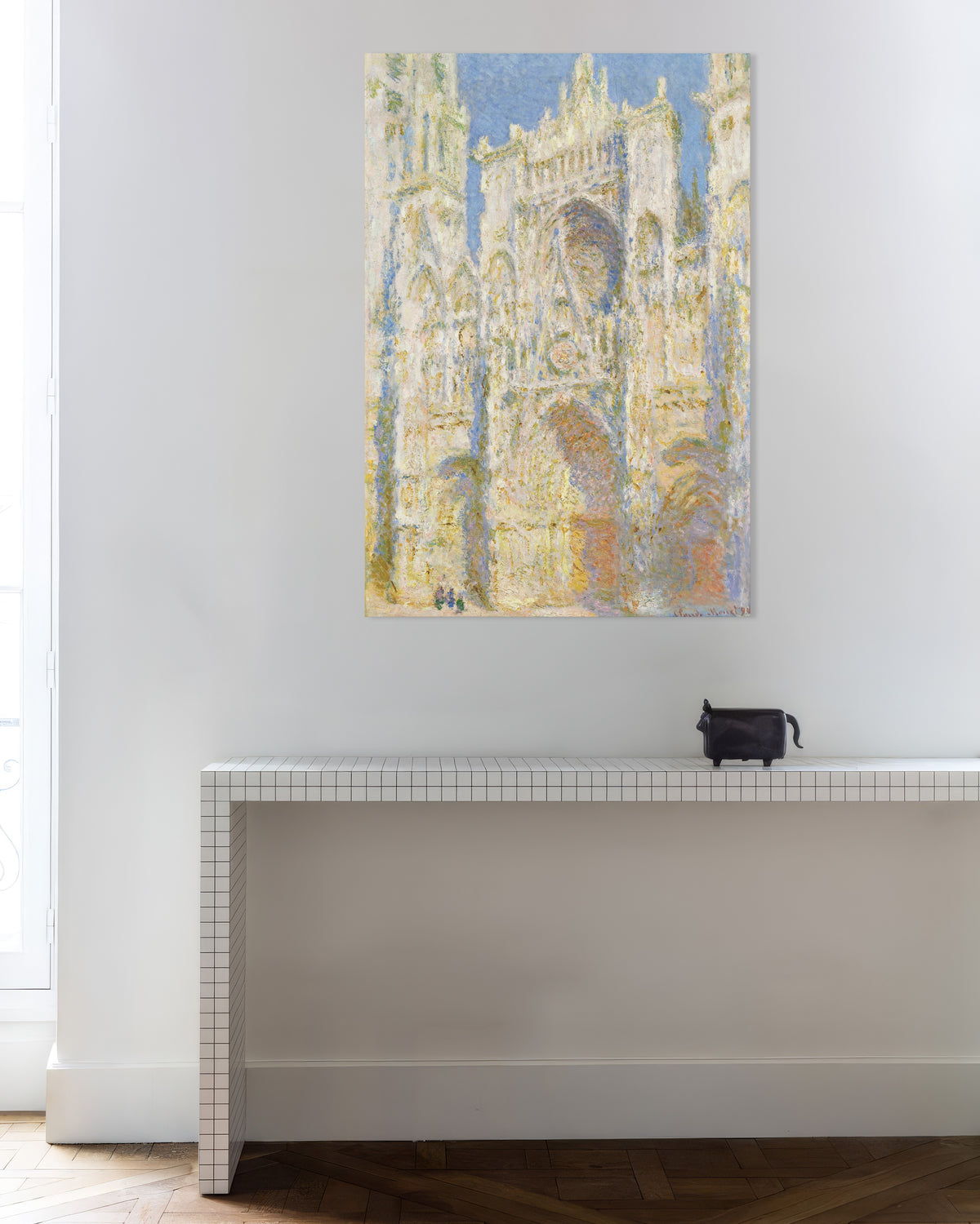 Poster Die Kathedrale von Rouen, Westfassade im Sonnenlicht (1894) von Claude Monet