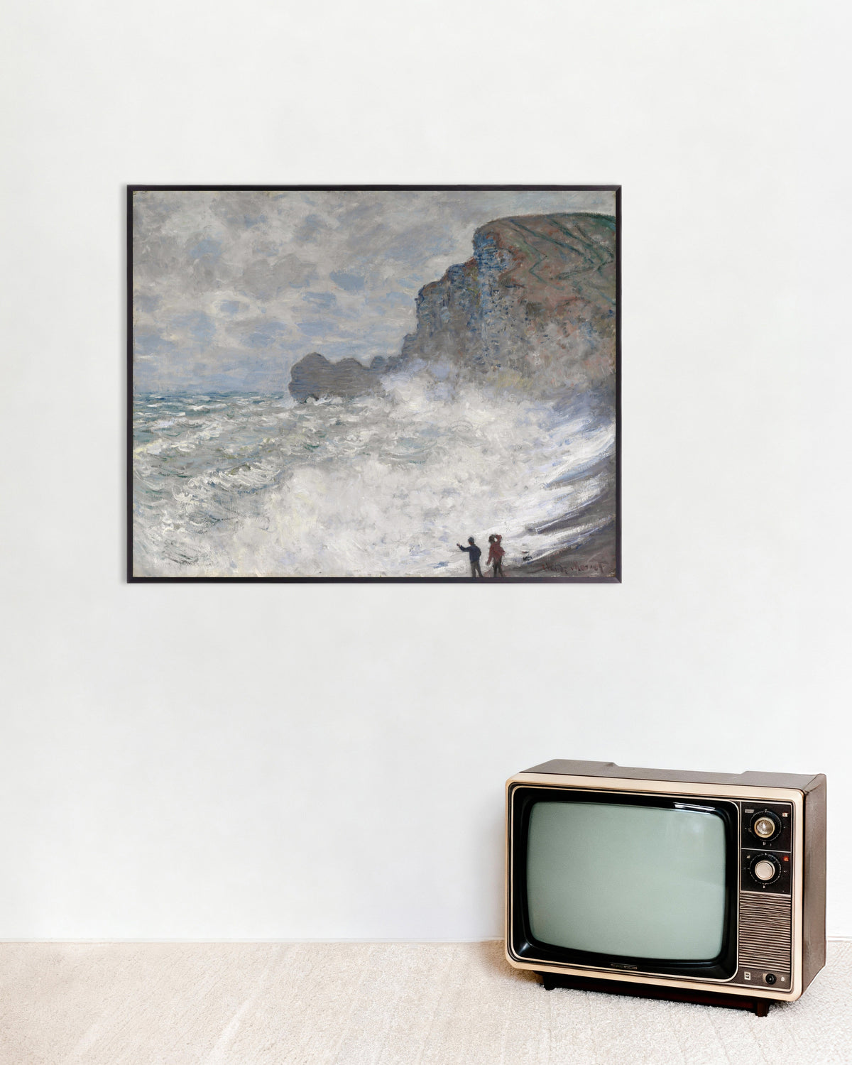 Poster Stürmisches Wetter in Étretat (1883) von Claude Monet mit Metallrahmen
