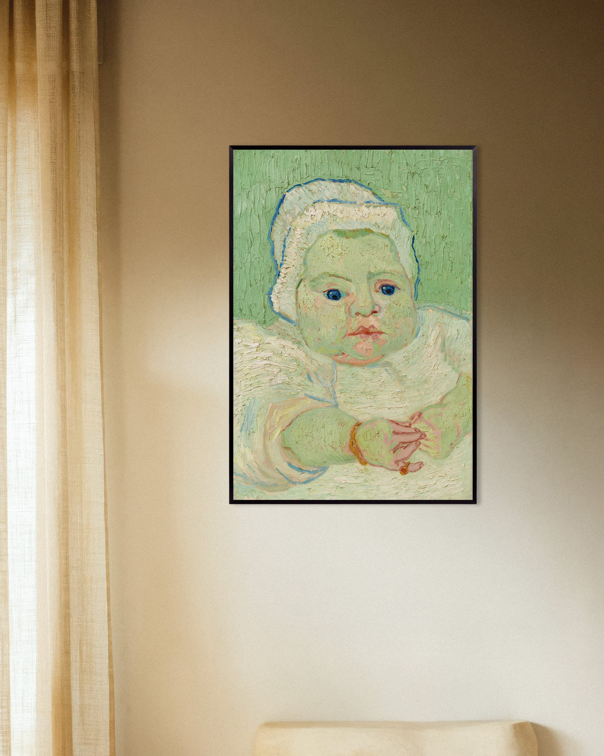 Poster von Baby Roulin (1888) von Vincent van Gogh, mit Metallrahmen