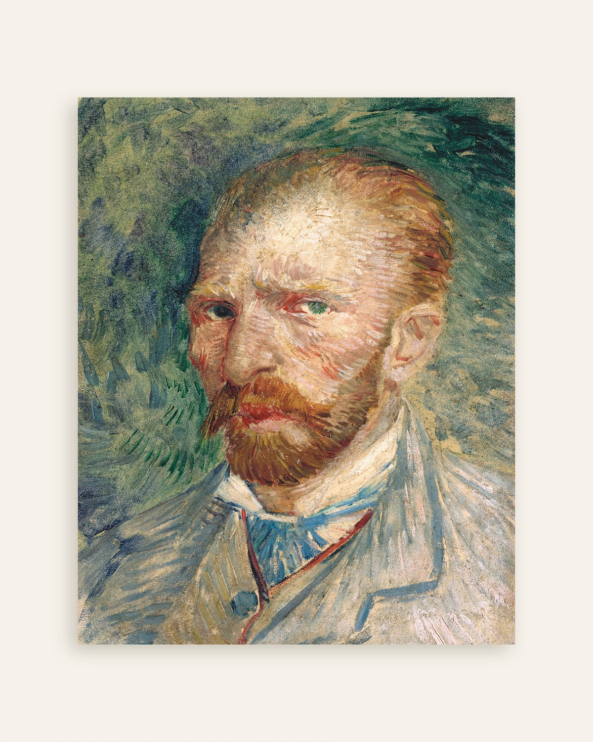 Poster von Selbstporträt vor grünem Hintergrund (1886) von Vincent van Gogh, Miniaturansicht
