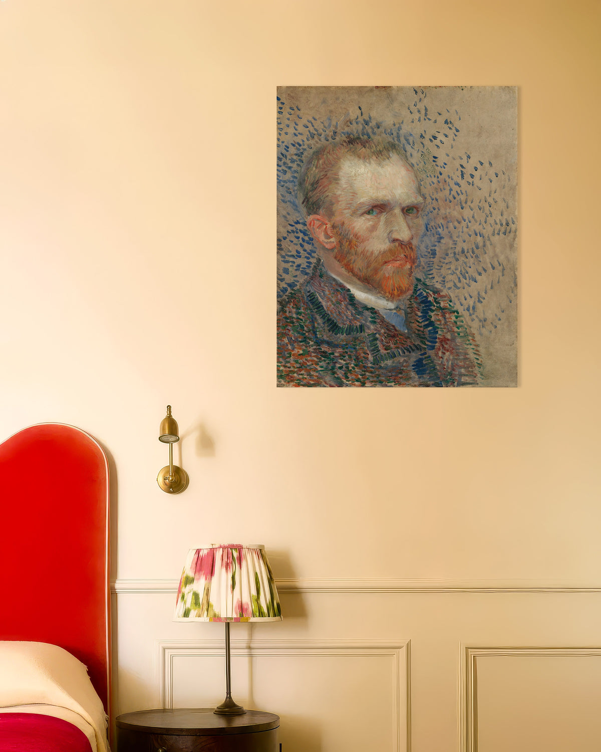 Poster mit Selbstporträt mit blauen Strichen (1887) von Vincent van Gogh