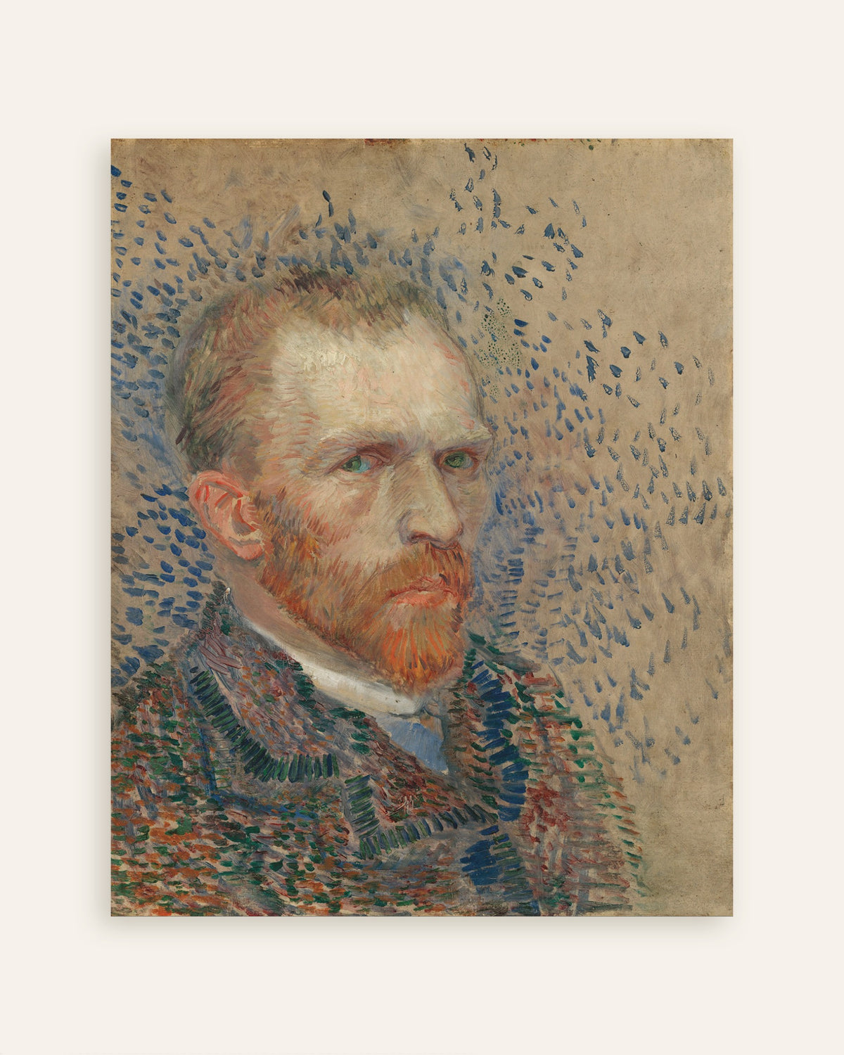 Poster mit Selbstporträt mit blauen Strichen (1887) von Vincent van Gogh, Miniaturansicht