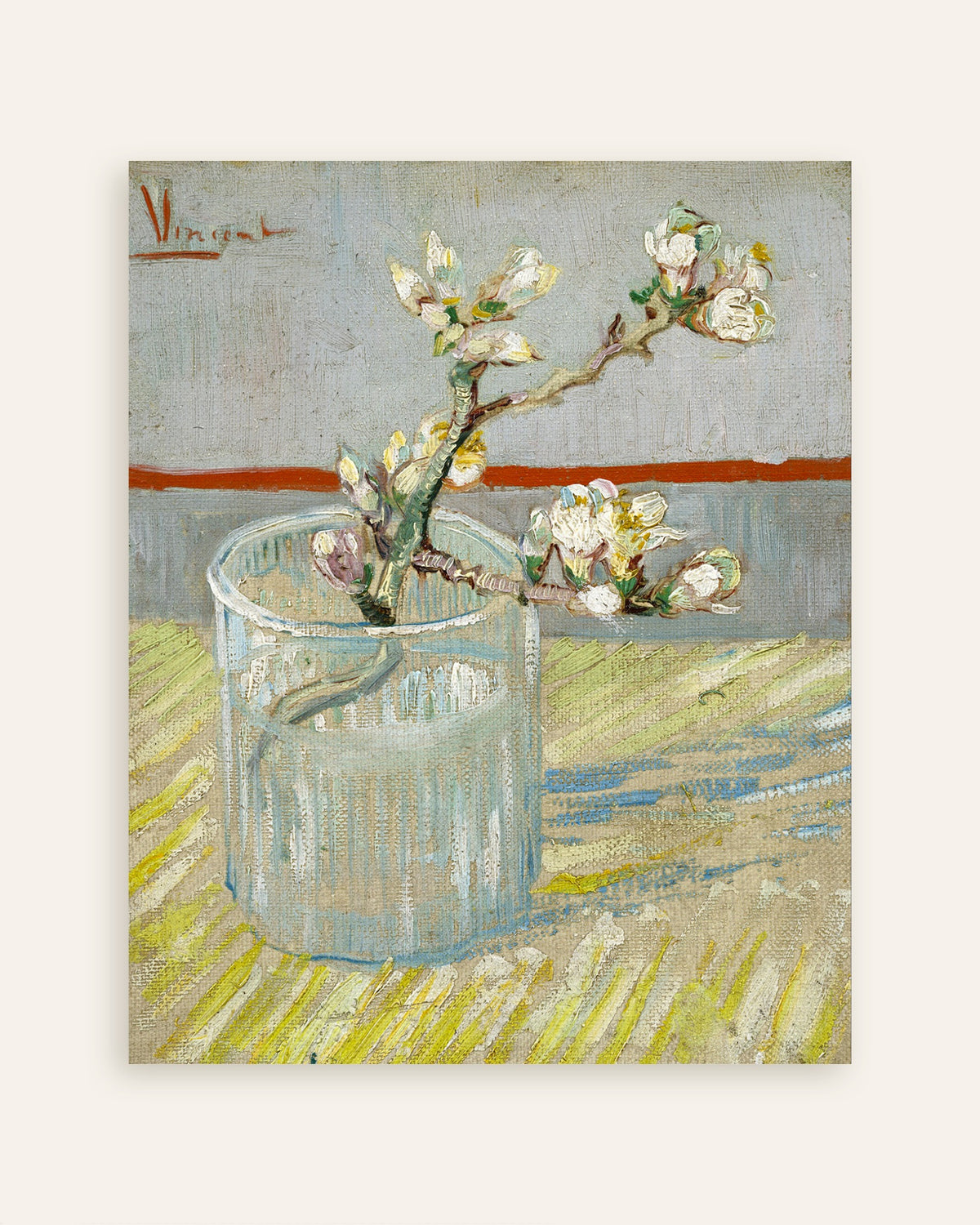 Poster von Blühender Mandelzweig in einem Glas (1888) von Vincent van Gogh, als Miniaturansicht