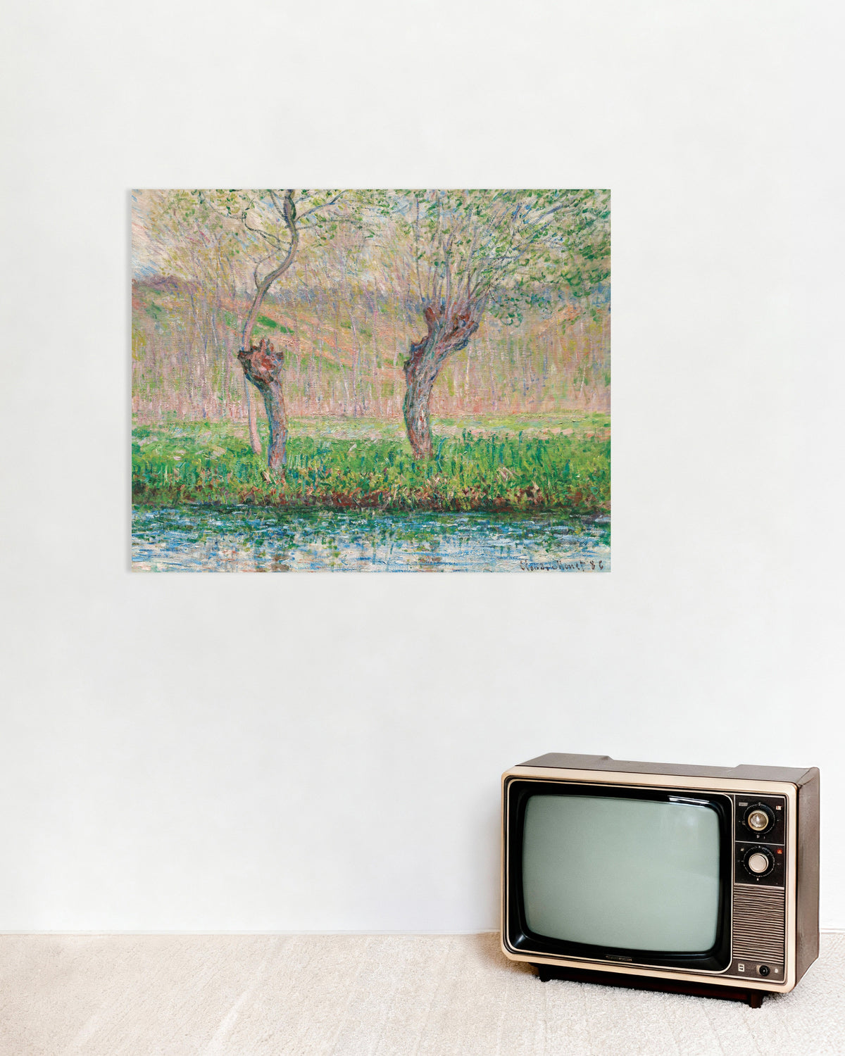 Poster Frühling, Weiden (1885) von Claude Monet