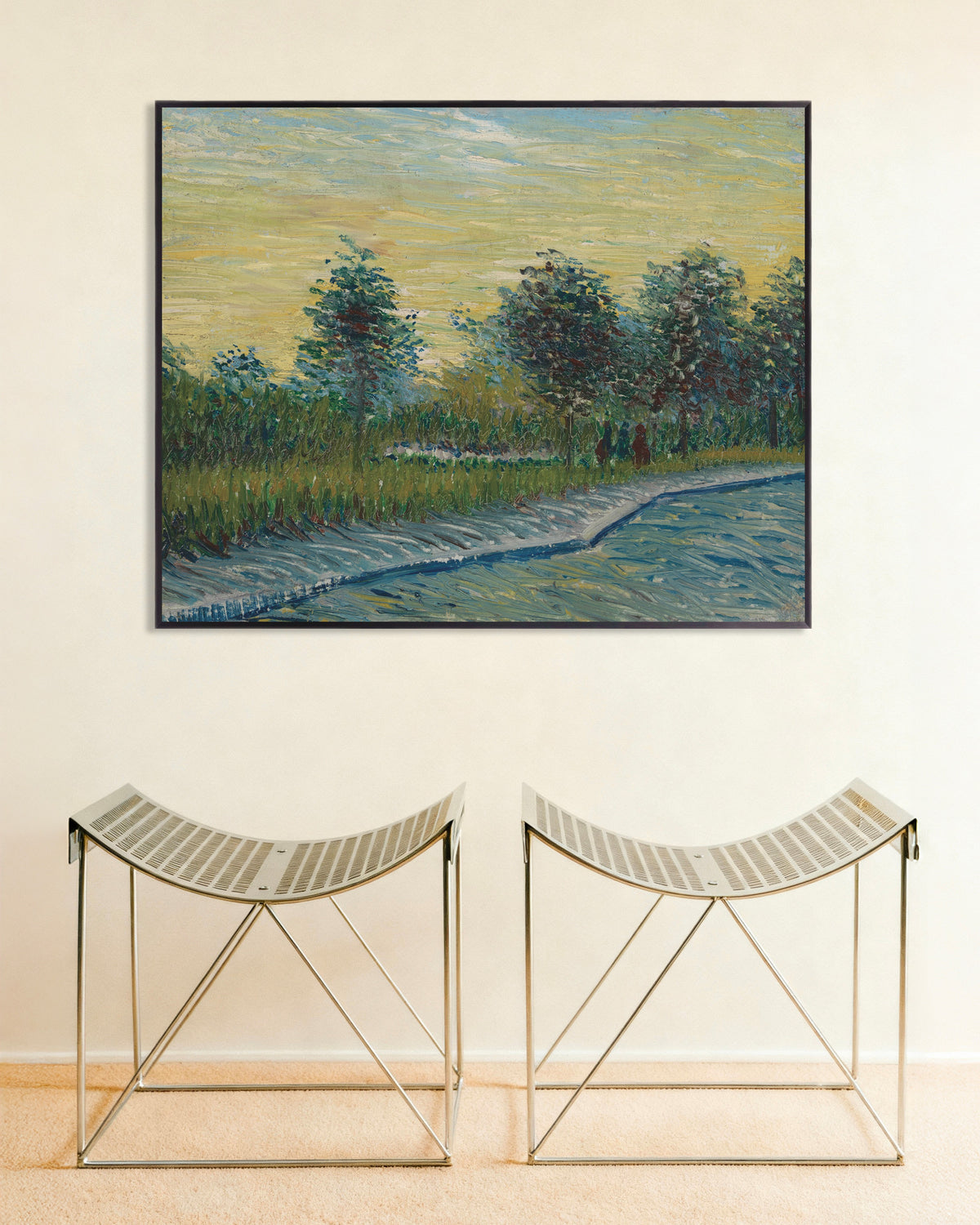 Poster Place Saint-Pierre bei Sonnenuntergang (1887) von Vincent van Gogh, mit Metallrahmen