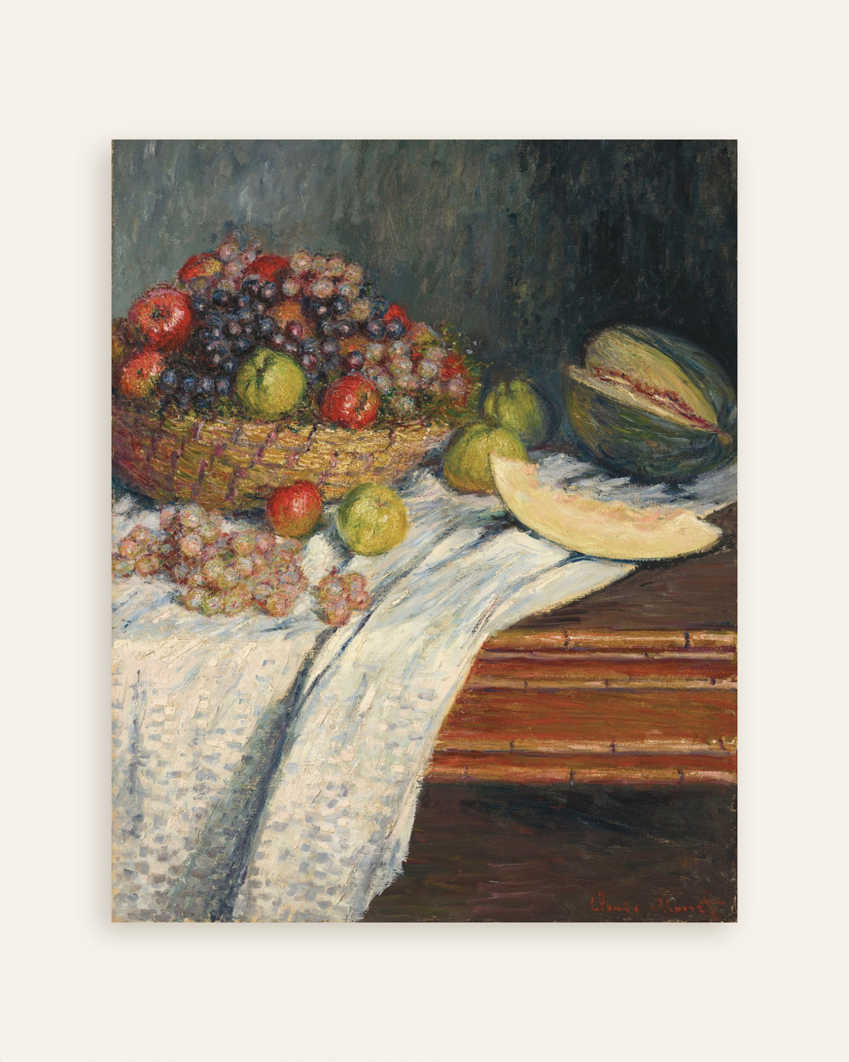 Poster Stillleben mit Melone (1879) von Claude Monet, Vorschaubild