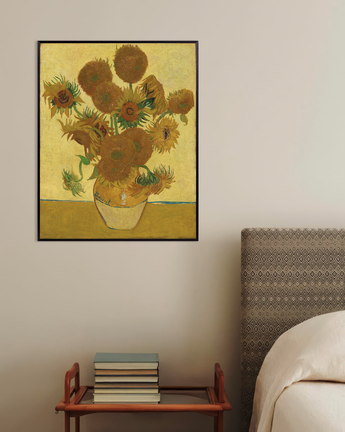 Poster „Sonnenblumen“ (1888) von Vincent van Gogh, mit Metallrahmen