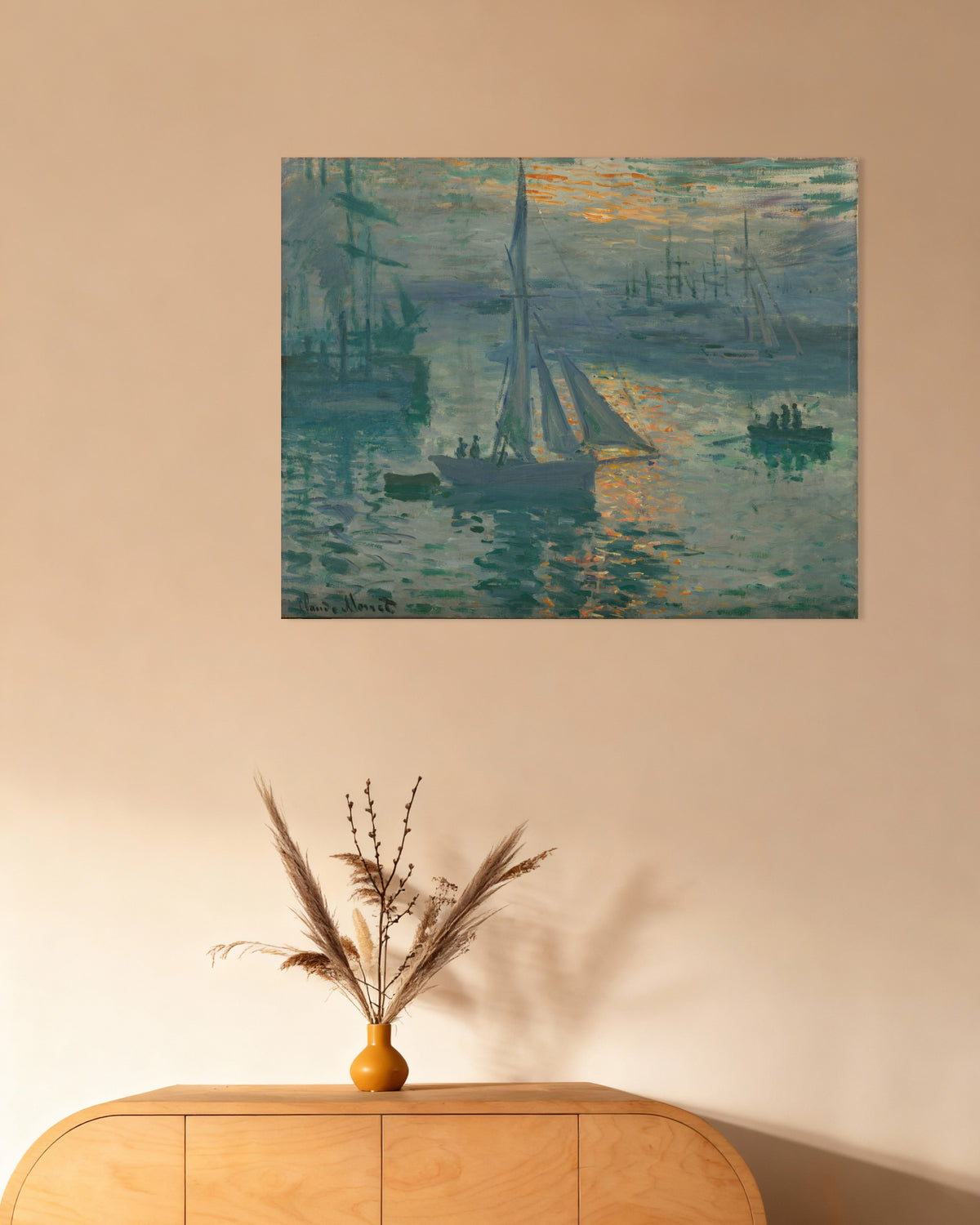 Poster Sonnenaufgang, Seestück (1873) von Claude Monet