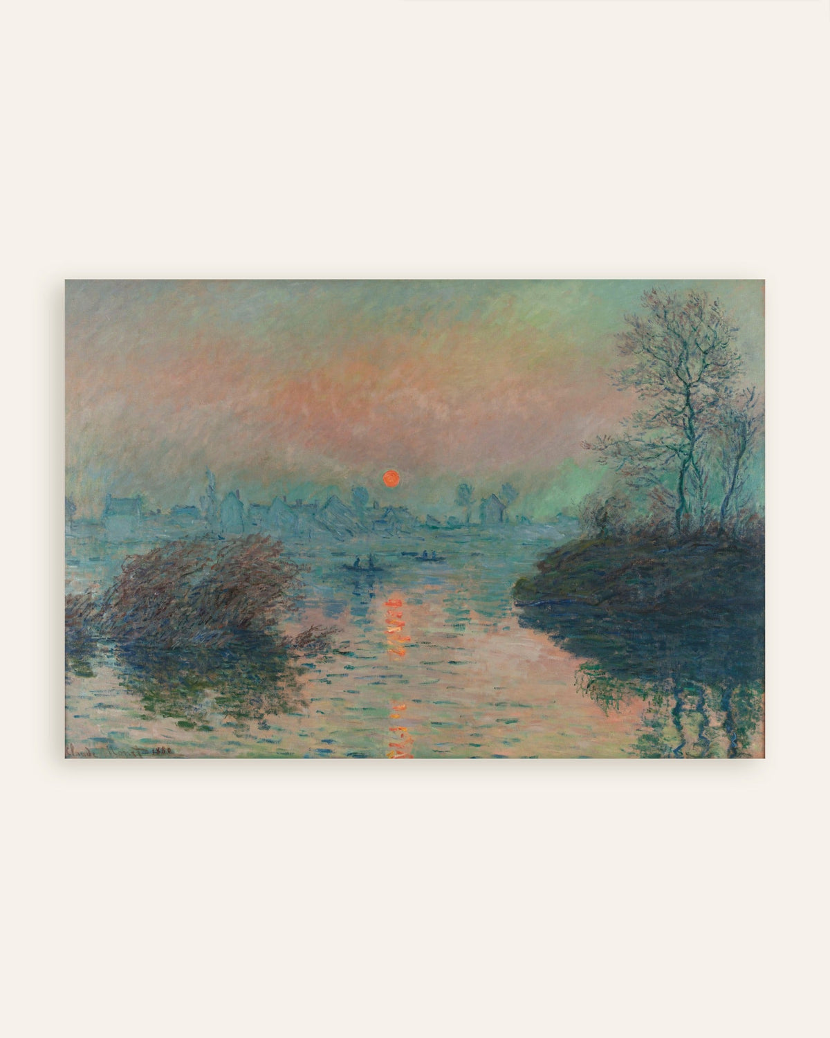Poster Sonnenuntergang an der Seine bei Lavacourt, Winterstimmung (1880) von Claude Monet, Vorschaubild