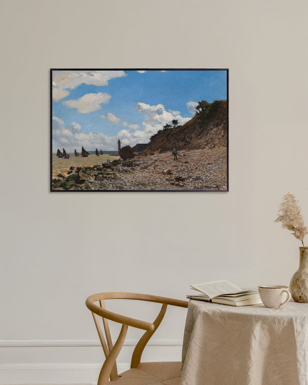 Poster Der Strand von Honfleur (1864–1866) von Claude Monet mit Metallrahmen