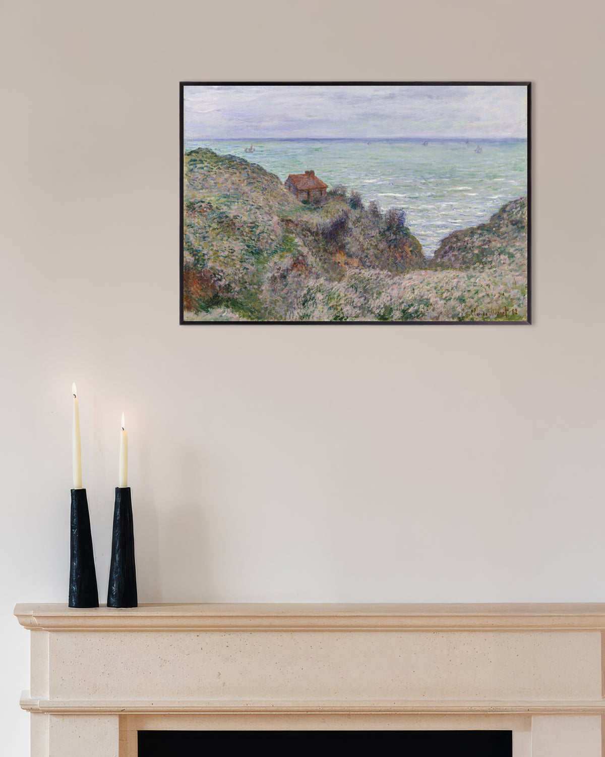 Poster Das Zöllnerhaus (1882) von Claude Monet mit Metallrahmen