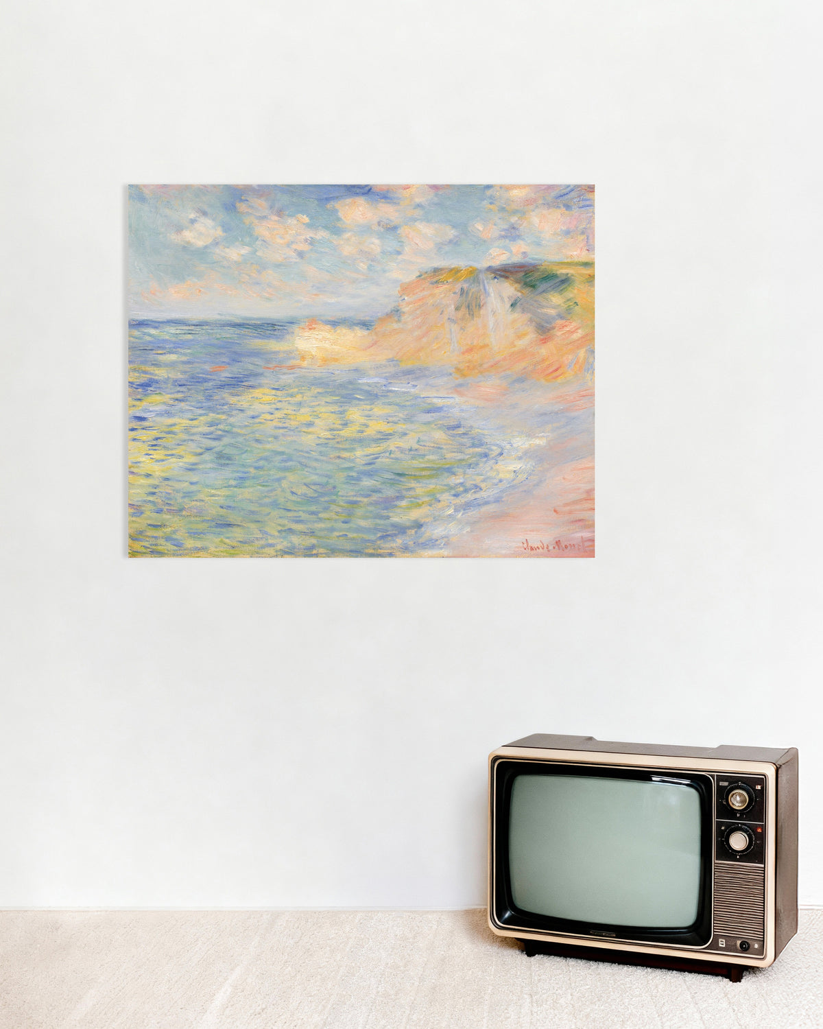 Poster Die Falaise d'Amont, Étretat (1885) von Claude Monet