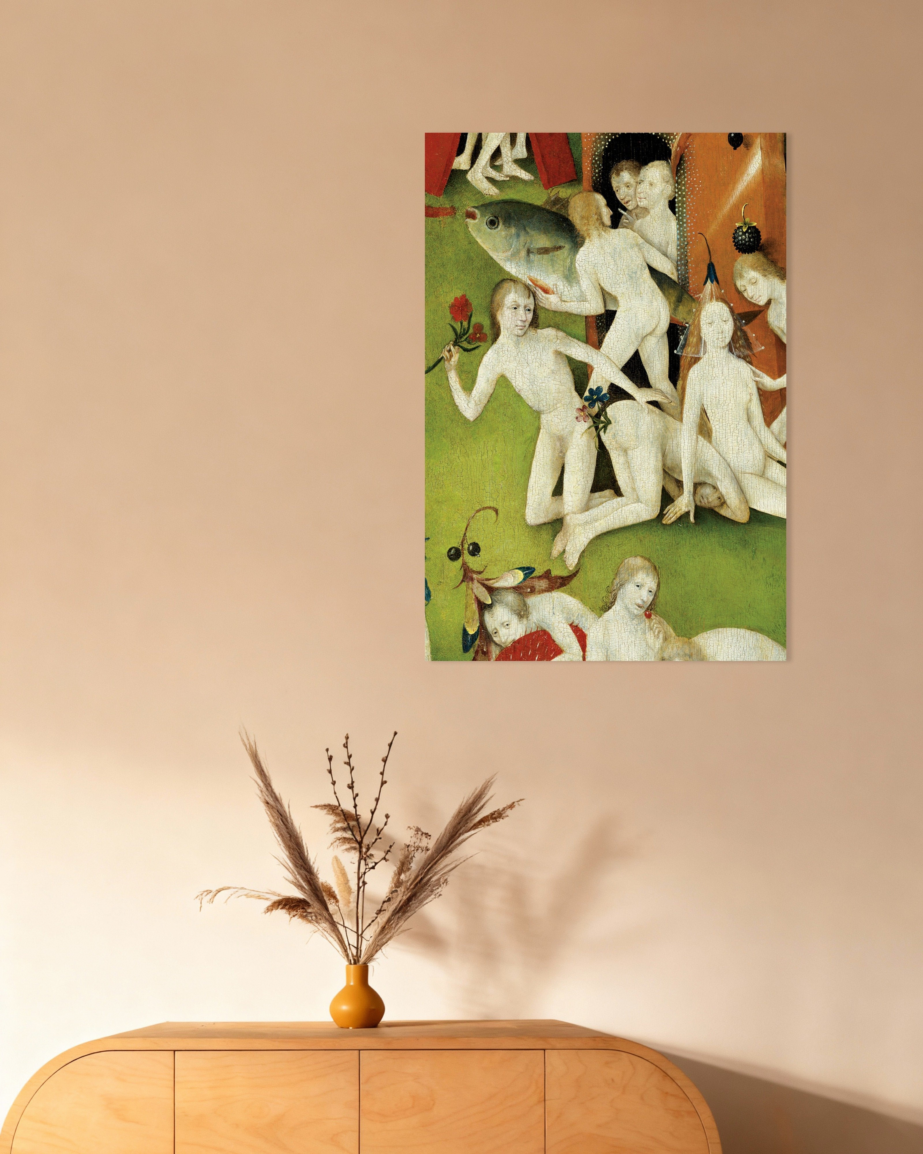 Poster of The giant fish and flower figures - Detail from The Garden of Earthly Delights