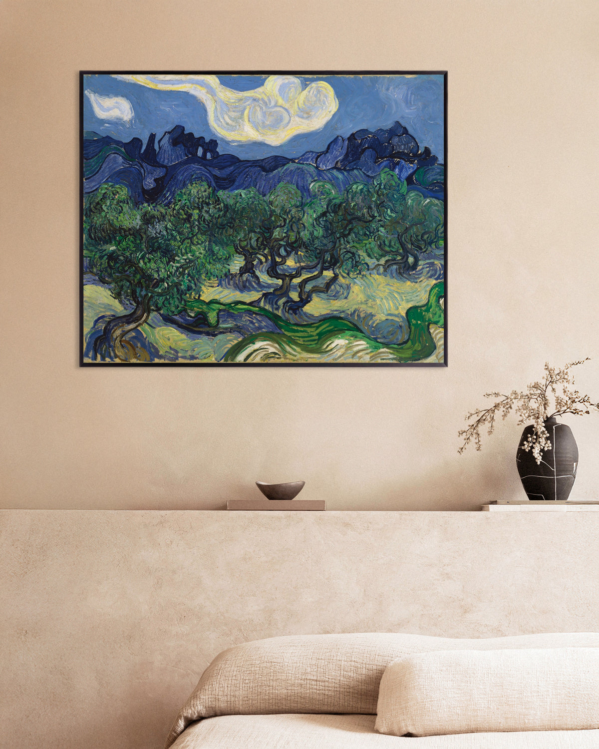 Poster „Die Olivenbäume (1889) von Vincent van Gogh“ mit Metallrahmen