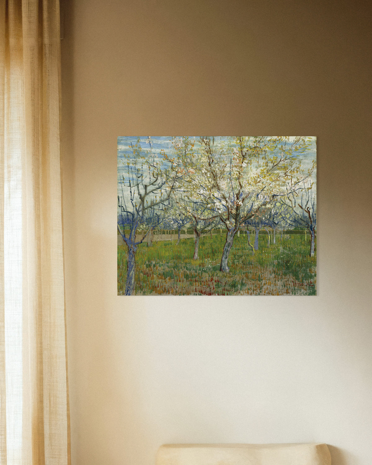 Poster von „Der rosa Obstgarten (1888) von Vincent van Gogh“
