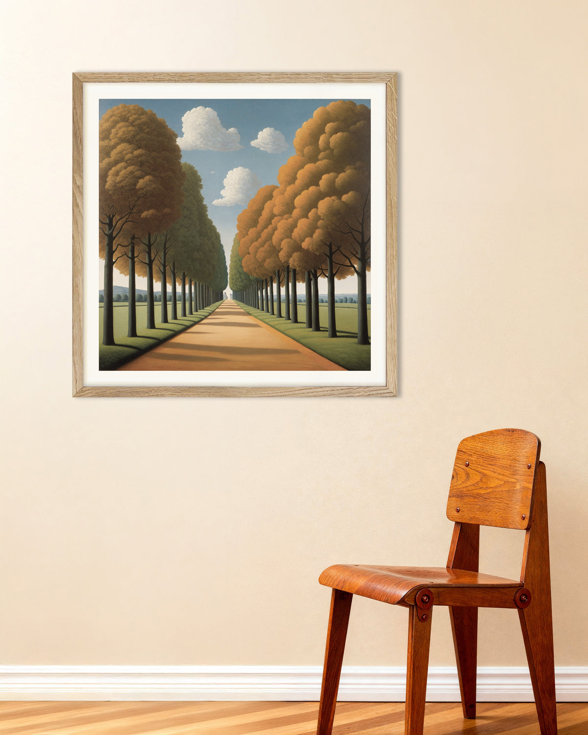 Poster Der Weg in die Ewigkeit im Rahmen aus naturbelassener Eiche