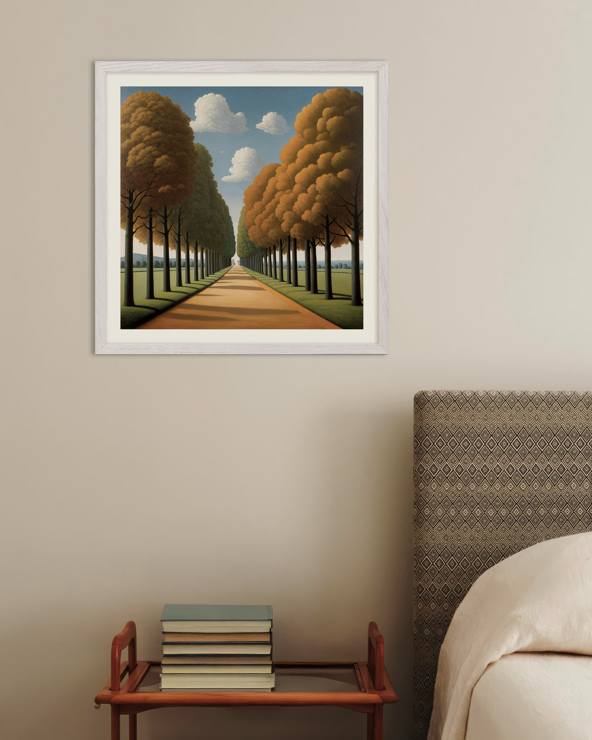 Poster Der Weg in die Ewigkeit im Rahmen aus weißer Eiche