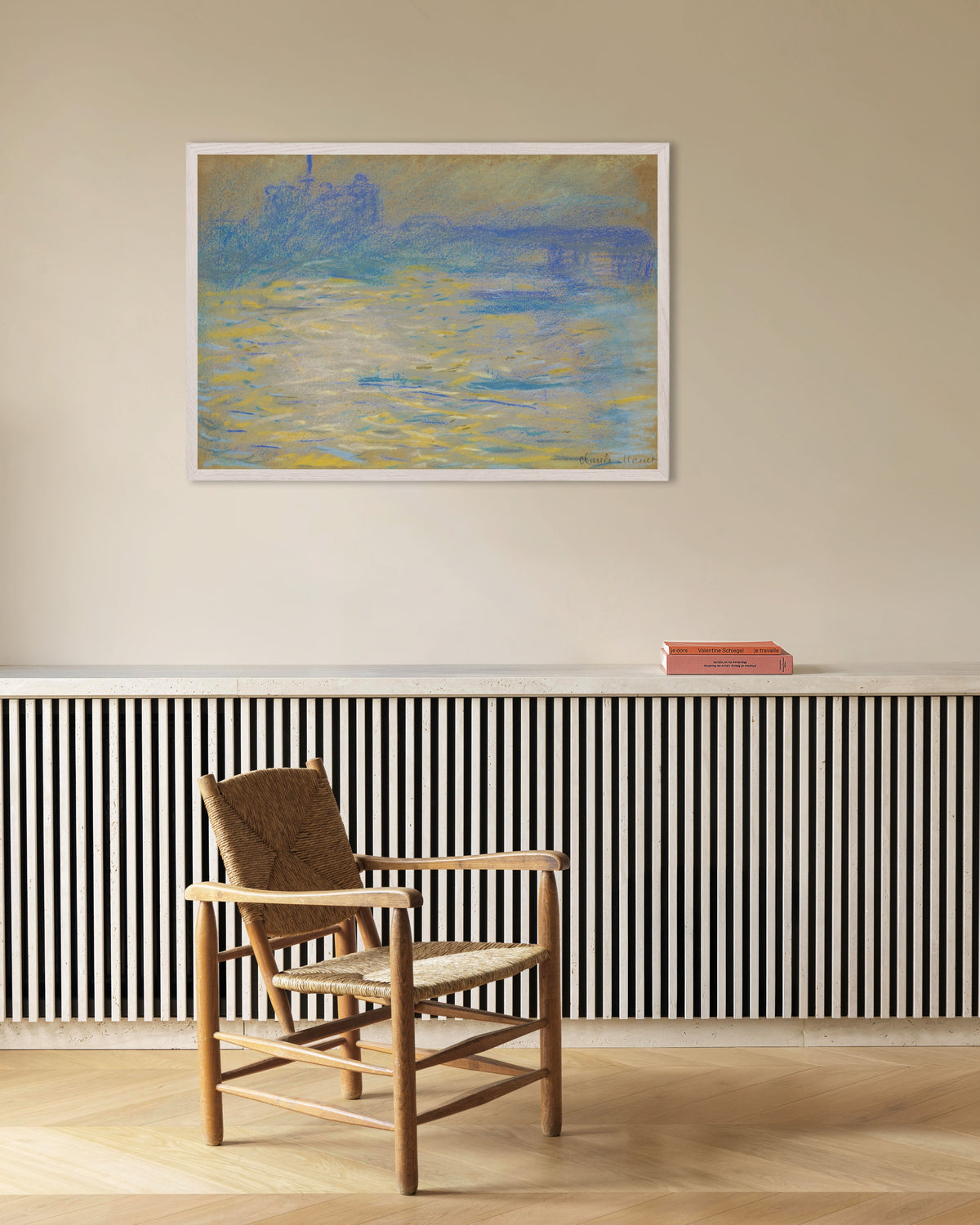 Poster Die Themse (1901) von Claude Monet mit weißem Holzrahmen