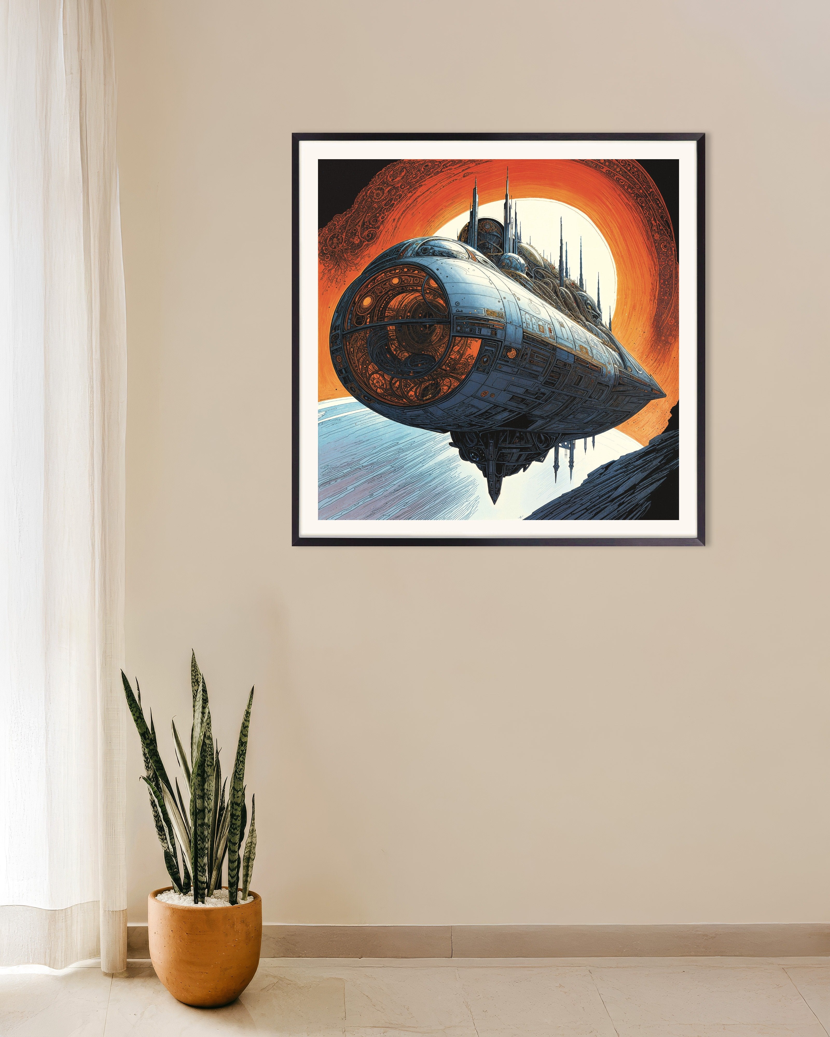Poster of Through Space and Time Starship Poster, with metal frame