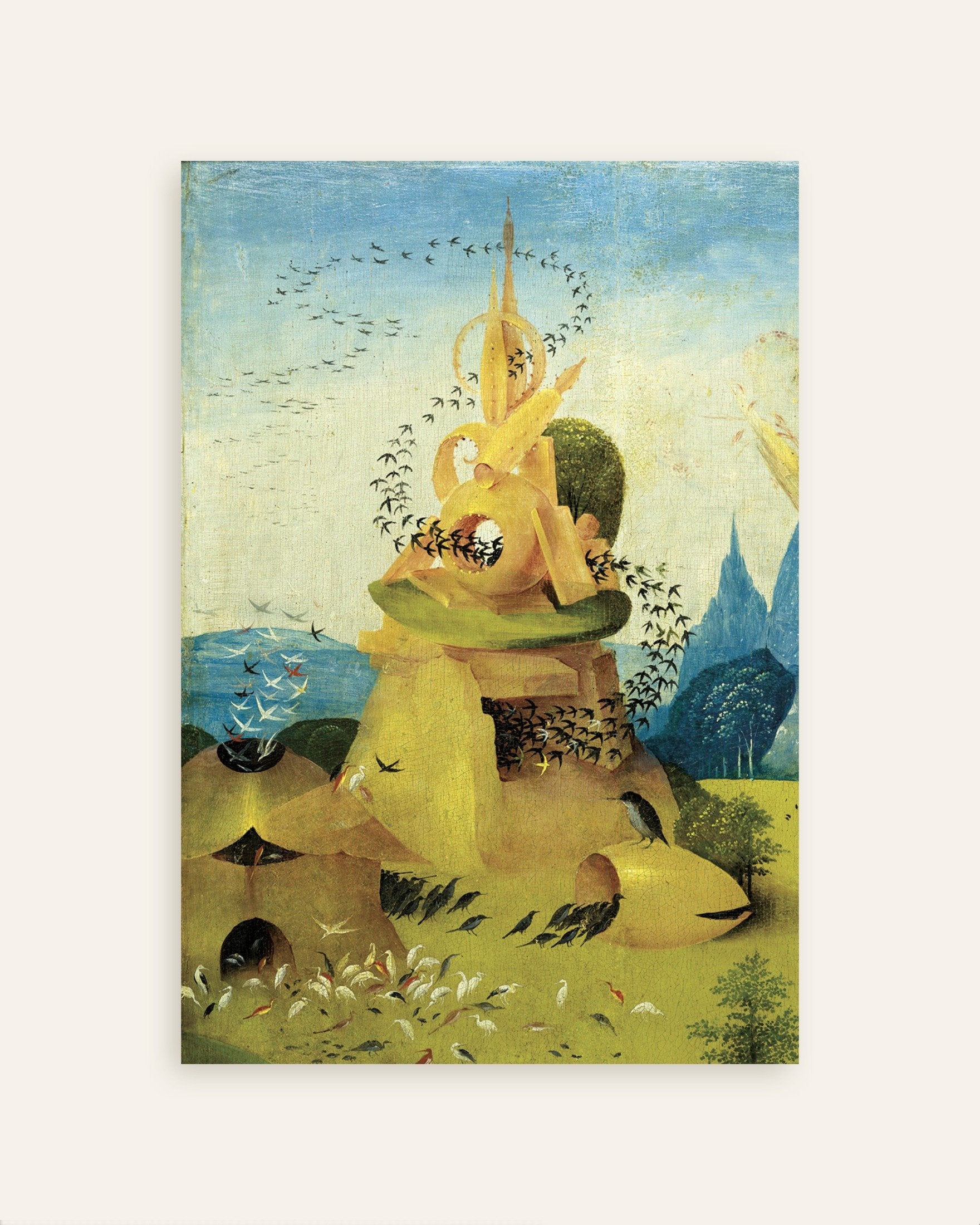 Poster of Towers and circling birds - Detail from The Garden of Earthly Delights, thumbnail