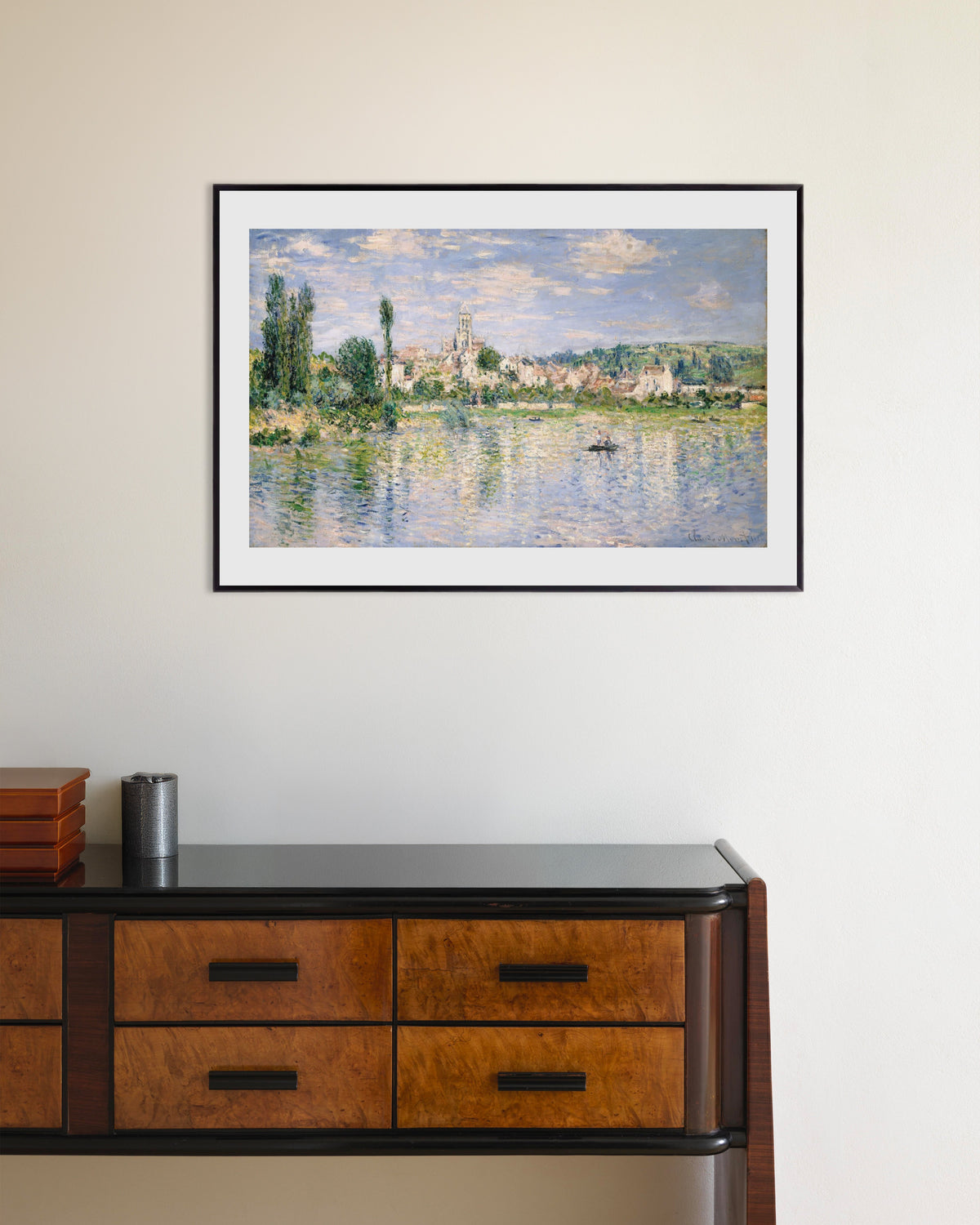 Poster Vétheuil im Sommer (1880) von Claude Monet mit Metallrahmen