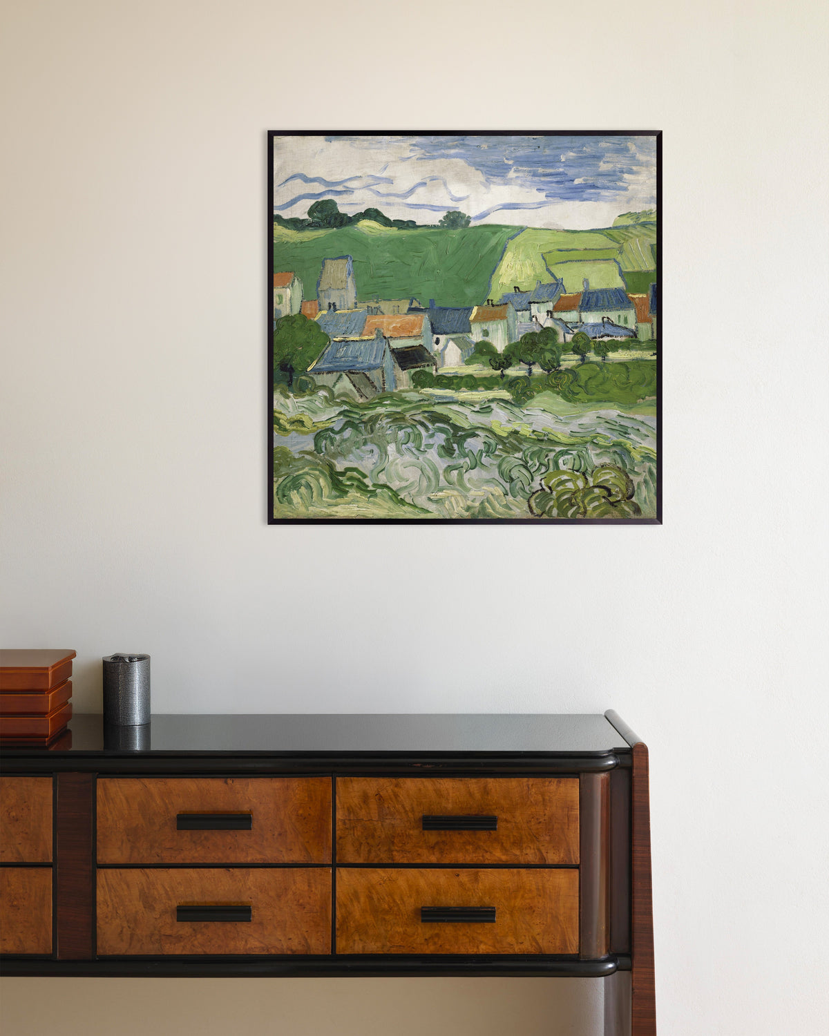 Poster „Blick auf Auvers (1890) von Vincent van Gogh“ mit Metallrahmen