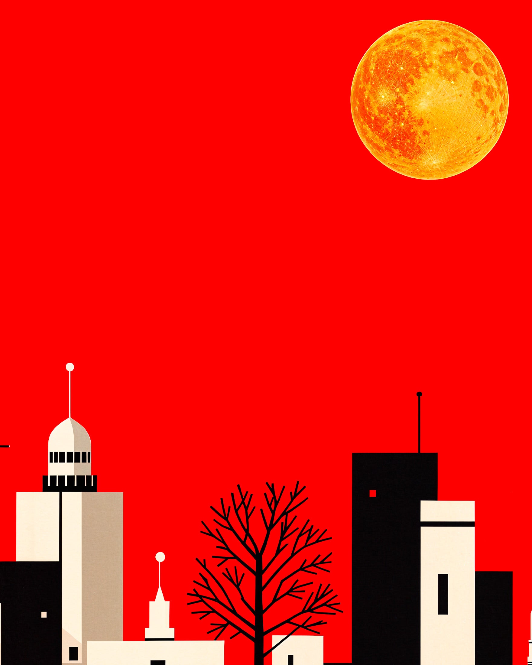 Stadt und Vollmond Poster - Poster