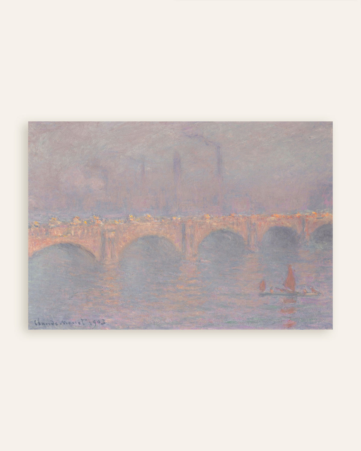 Poster Waterloo Bridge, verschleierte Sonne (1899–1903) von Claude Monet, Vorschaubild