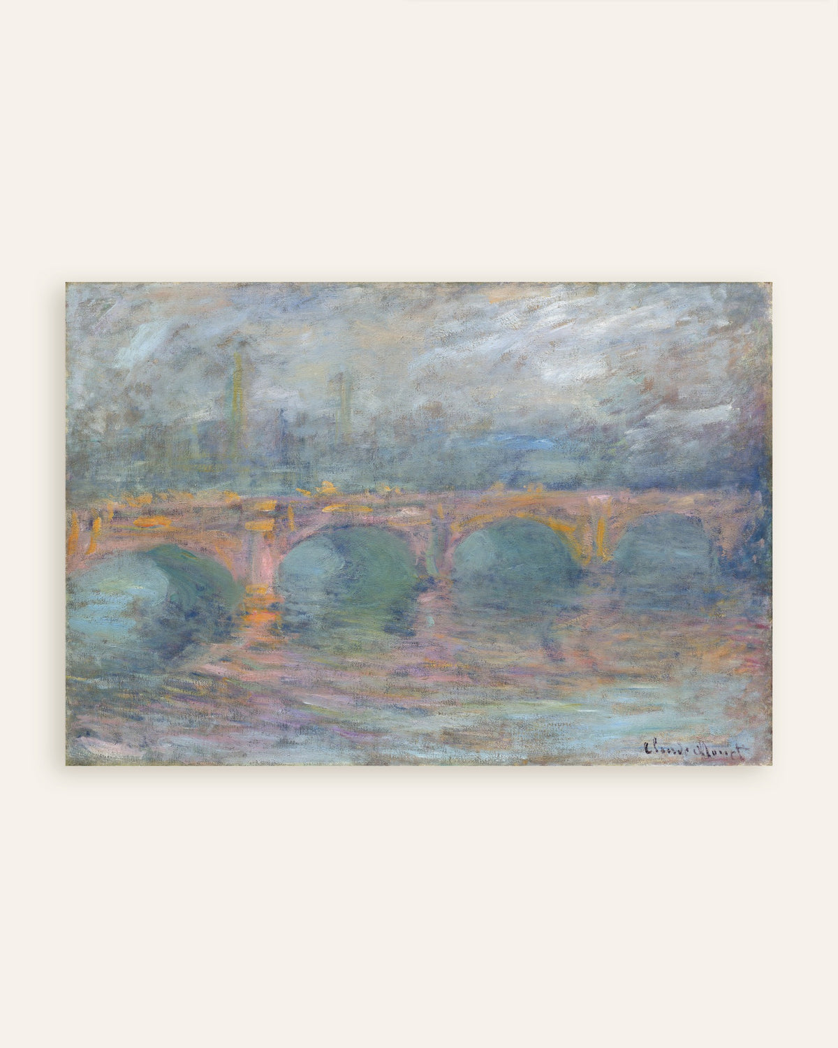 Poster Waterloo Bridge, London, bei Sonnenuntergang (1904) von Claude Monet, Vorschaubild