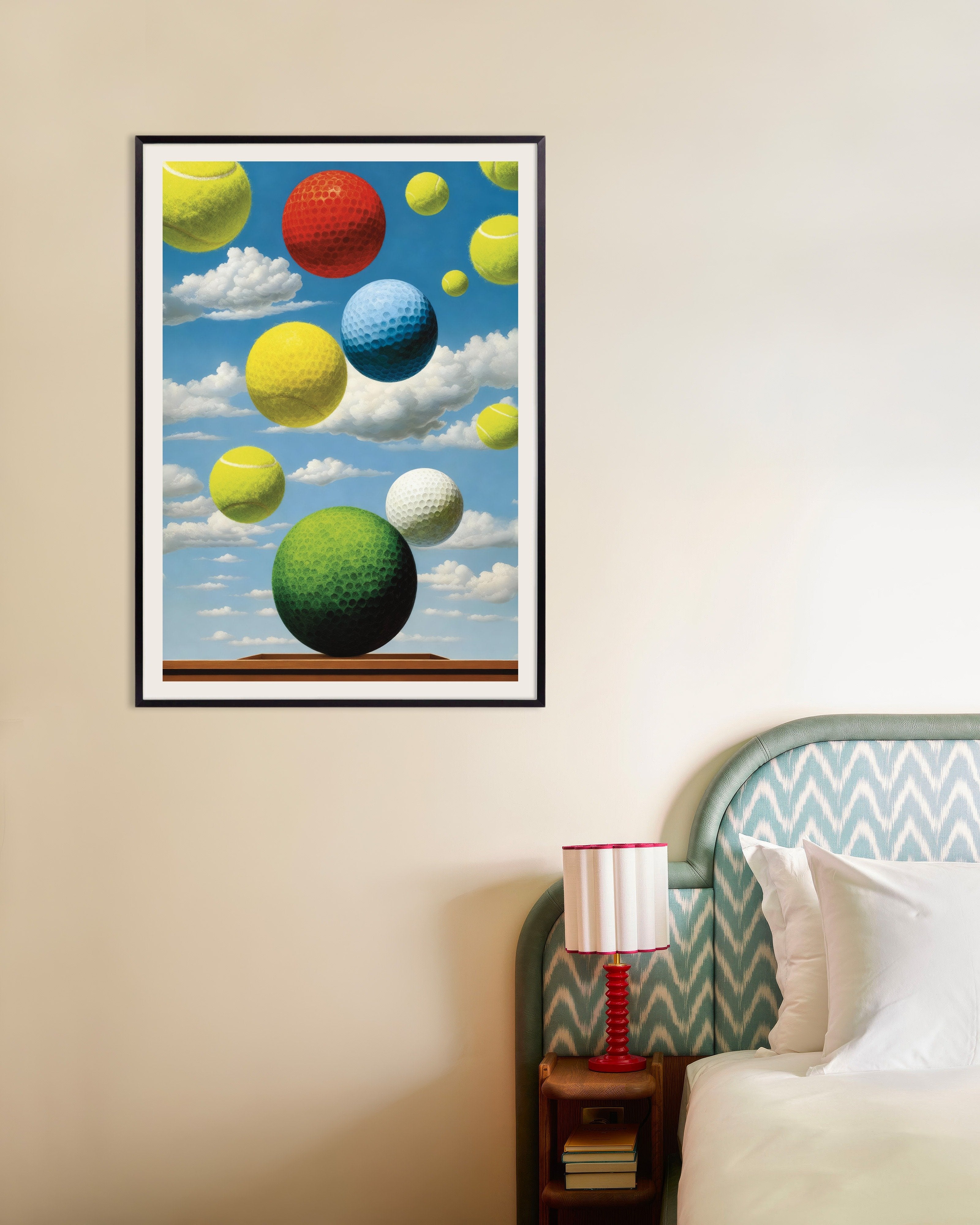 Poster of We love tennis and golf, poster – Surreal sports art print, with metal frame