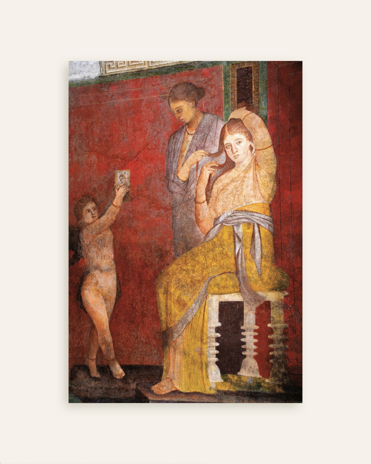 Poster mit dem Fresko der Frau beim Frisieren aus der Mysterienvilla
