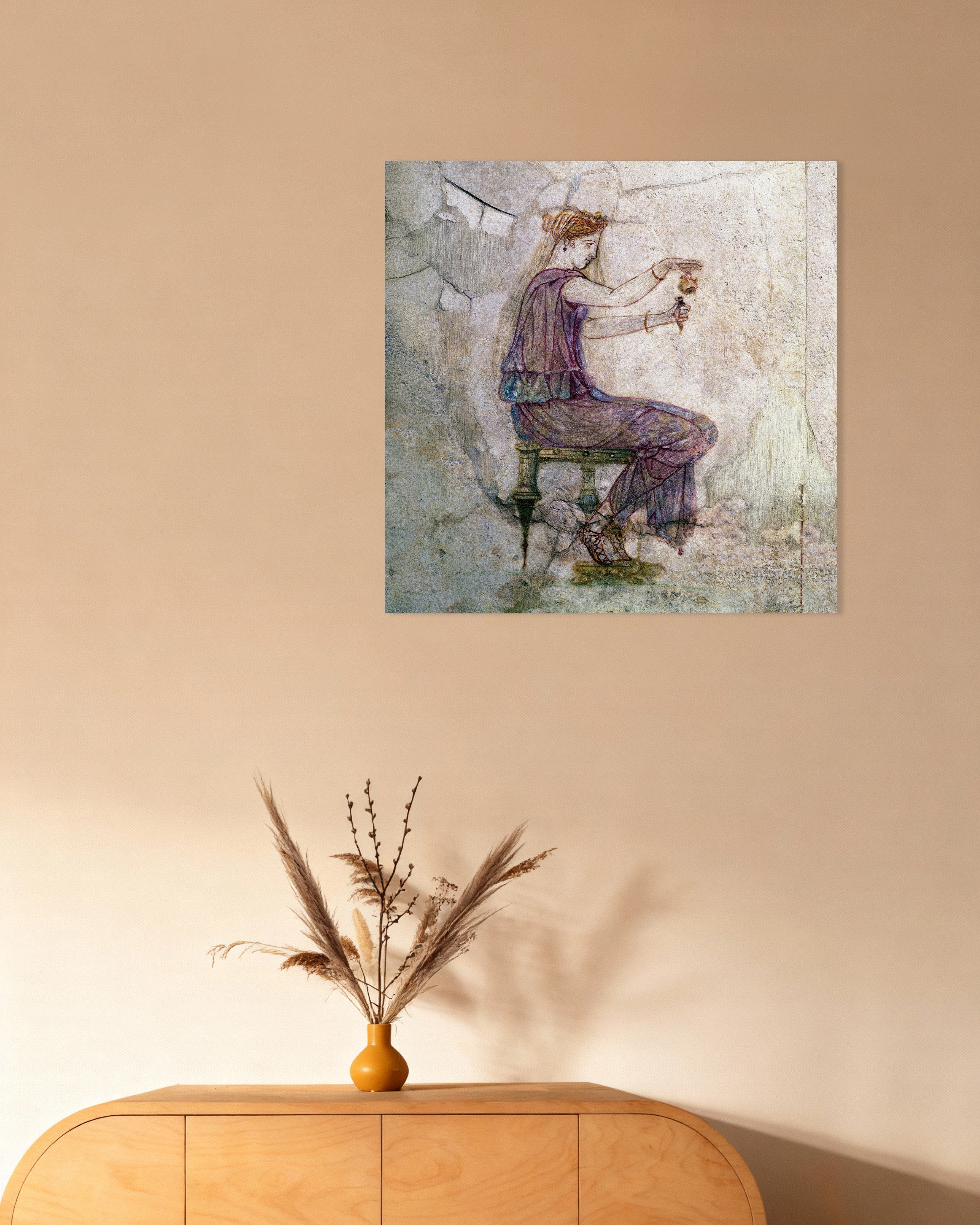 Poster of Woman pouring perfume fresco poster