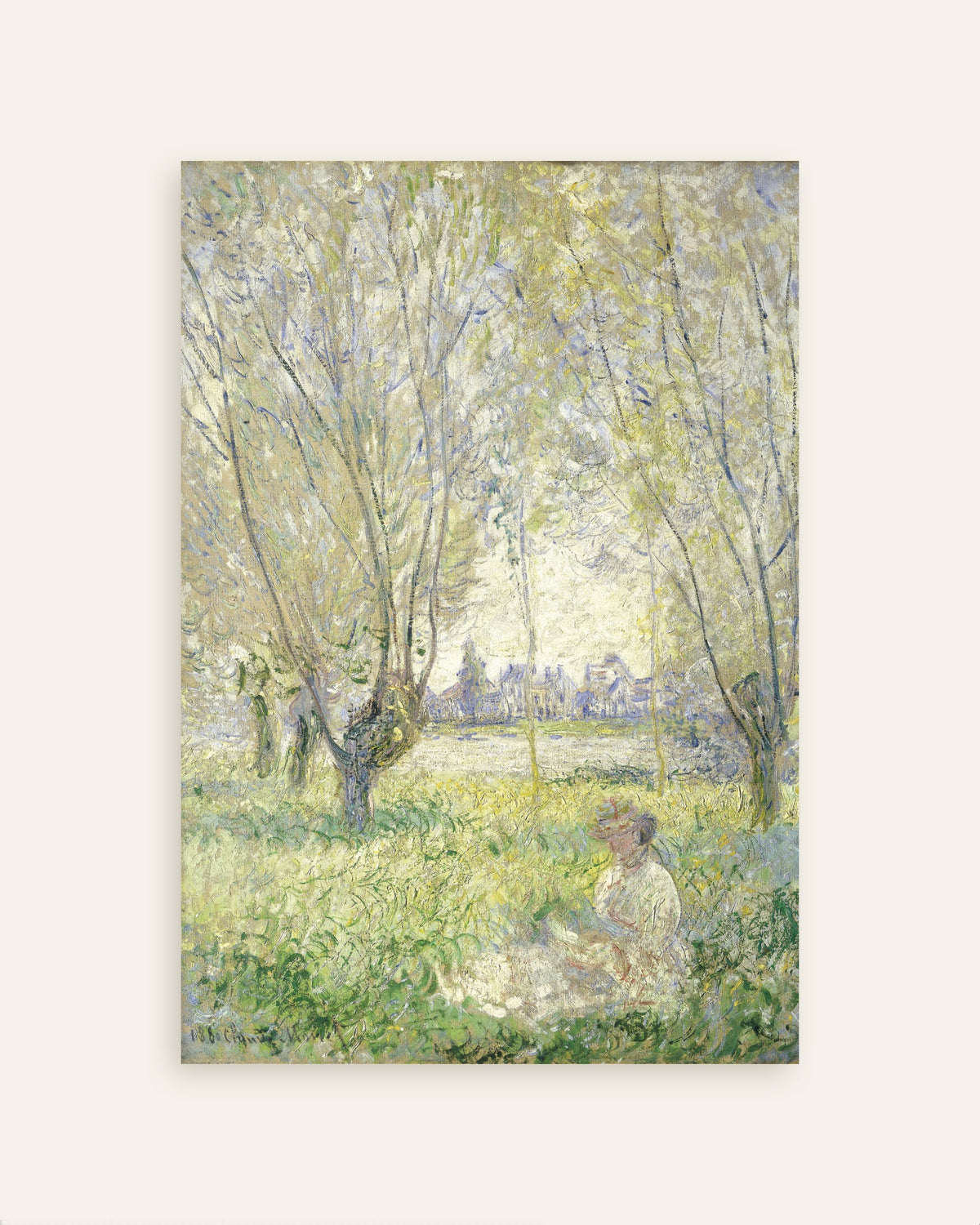 Poster Sitzende Frau unter Weiden (1880) von Claude Monet, Vorschaubild